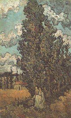 Vincent Van Gogh Cypresses and Two Women (nn04) Norge oil painting art